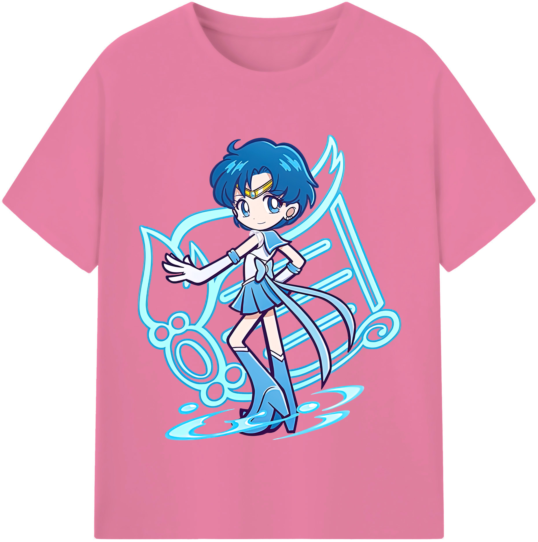 （画像用） 美少女戦士セーラームーン 水野 亜美 みずの あみ Sailor Moon Mizuno Ami 綿100％半袖Tシャツ（フロントプリント）